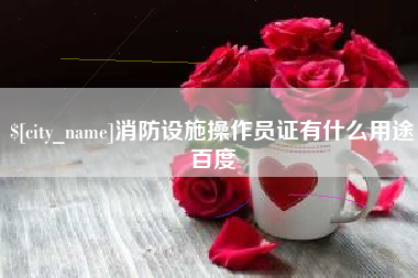 辽阳消防设施操作员证有什么用途百度